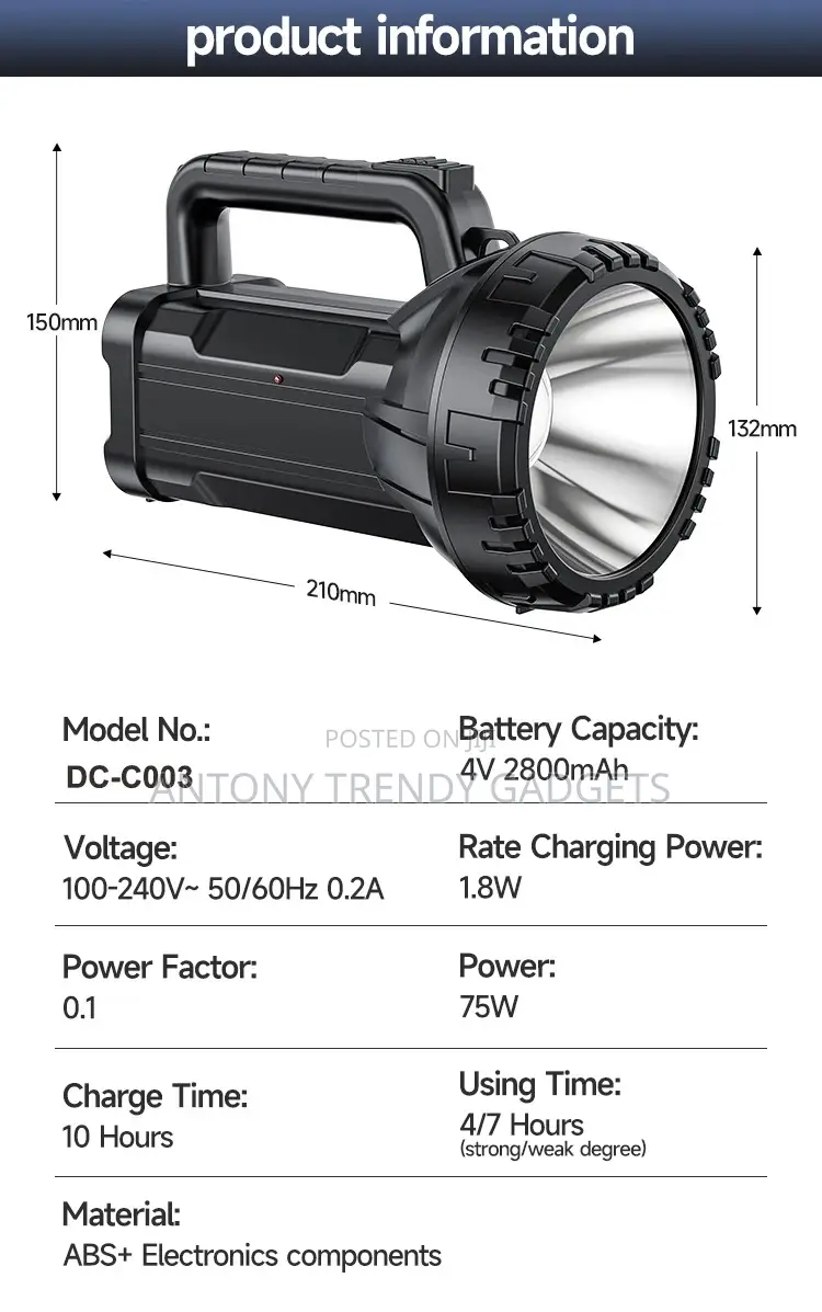 Dp Light Dp-7045 Led Rechargeable Search Light