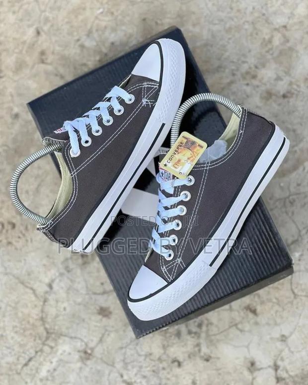 Charcoal Grey Canvas-white Laces And Classic Vulcanized Rubber Sole.