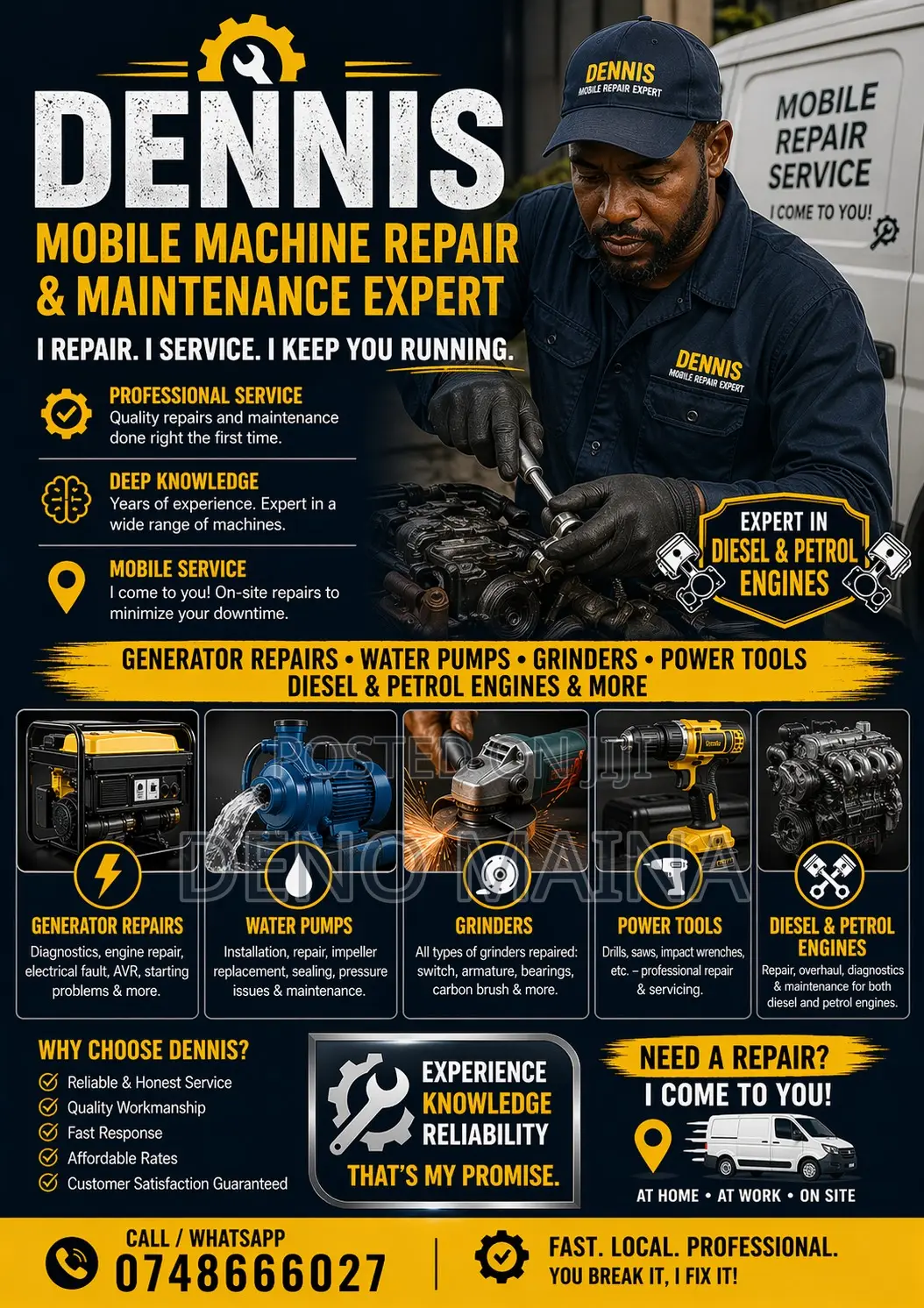 Generator,Concrete Mixer Vibrator, Crane,Drill Repair Work