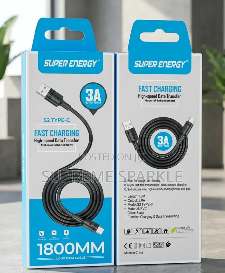 Super Energy Fast Charging Type C Cable. (1.8m)