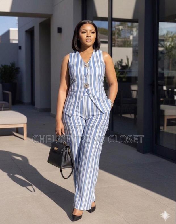 The Monochrome Pinstripe Vest Set Available