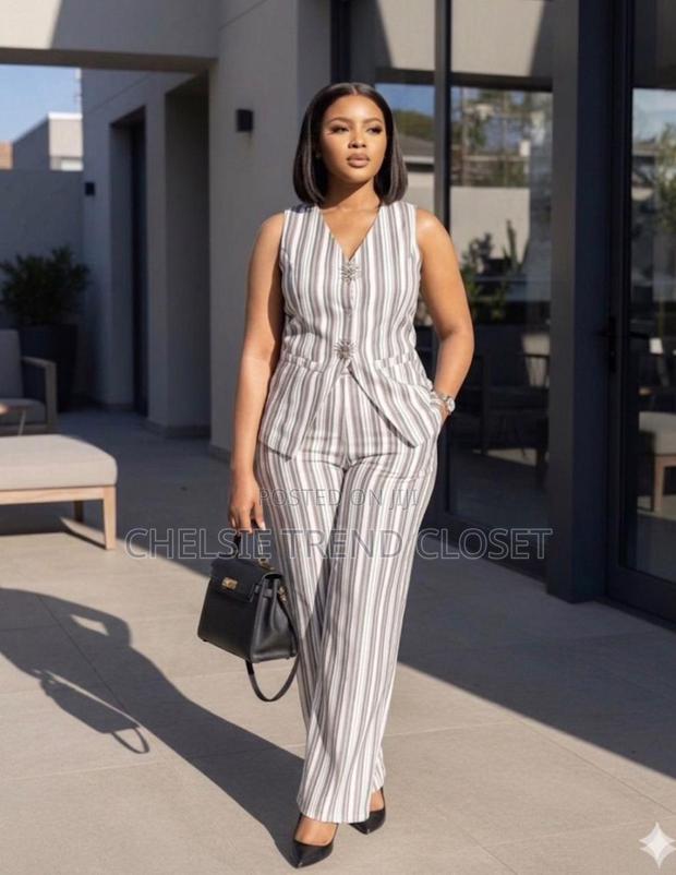 The Monochrome Pinstripe Vest Set Available - thumbnail 3