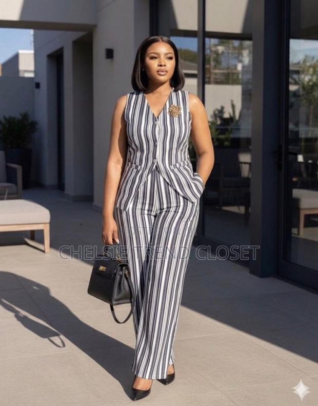The Monochrome Pinstripe Vest Set Available - thumbnail 4