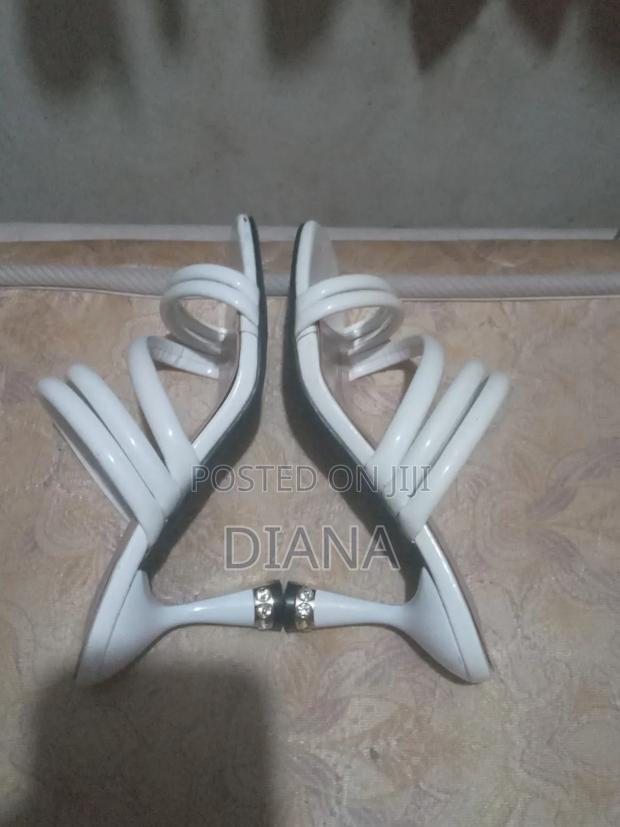 White Spiral Ankle Strap Stiletto Heels