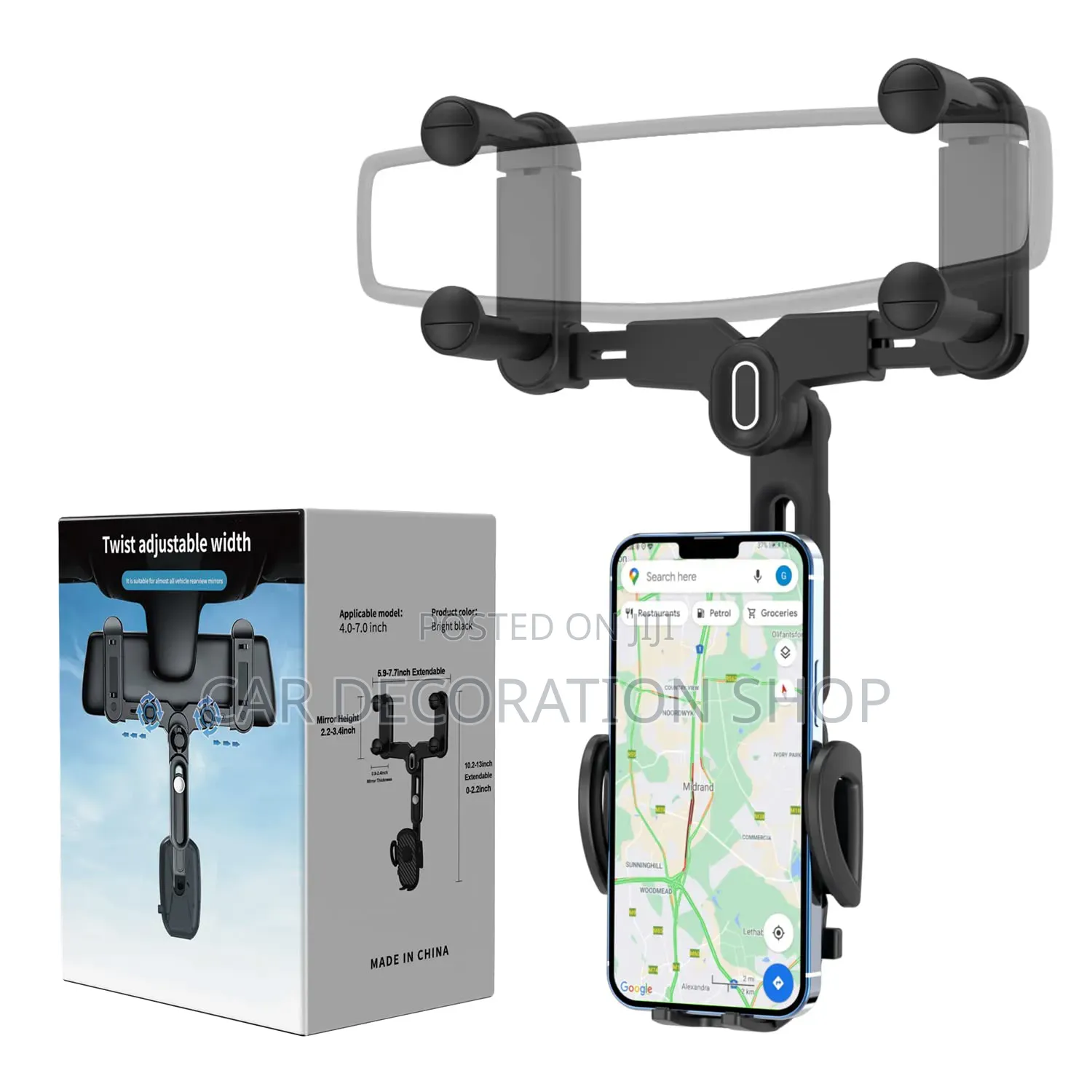 Rearview Mount Handsfree Use Vertical-Horizontal Viewing Phone Holder