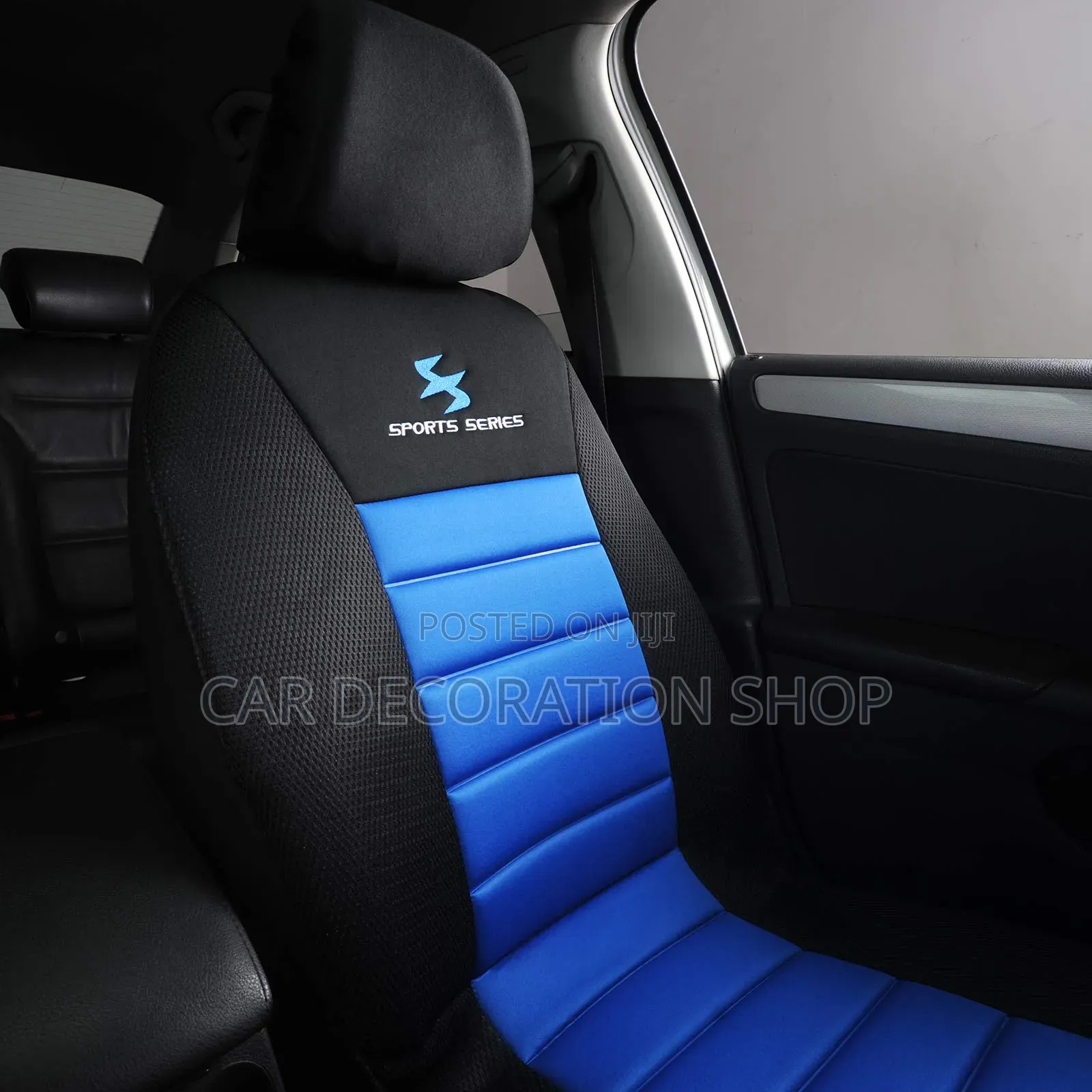 Machine Washable Blue_black Seat Fabric Covers Sport Series Full Set