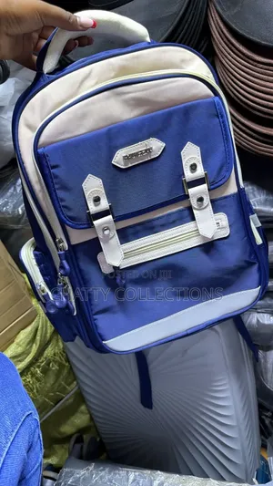 White -Blue Heavy Capacity School Bag Backpack for Grade 1 to Grade 4