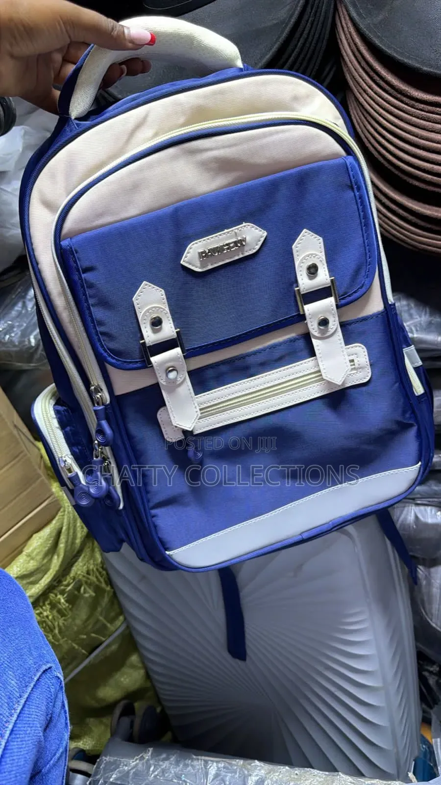 White -Blue Heavy Capacity School Bag Backpack for Grade 1 to Grade 4