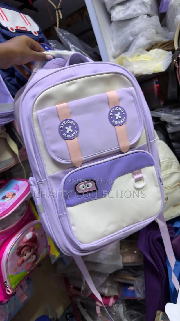 Purple and White Heavy Capacity Girls School Bags Grade 1 to 4