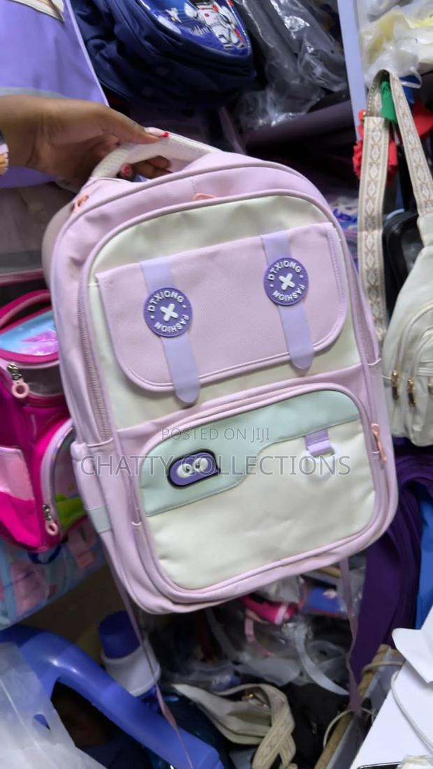 Pink and White Heavy Capacity Girls School Bags Grade 1 to 4