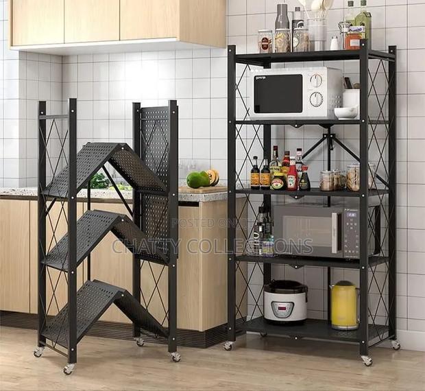 5 Layer Big Size Foldable Metallic Kitchen Rack - thumbnail 2