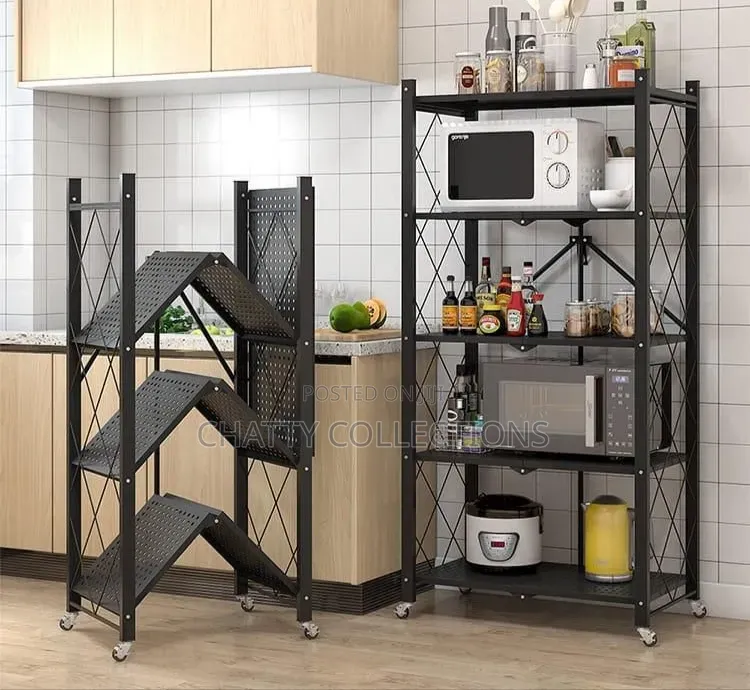5 Layer Big Size Foldable Metallic Kitchen Rack