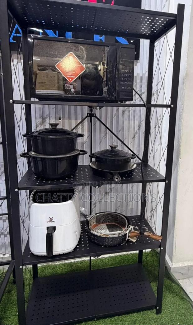 5 Layer Big Size Foldable Metallic Kitchen Rack - thumbnail 3