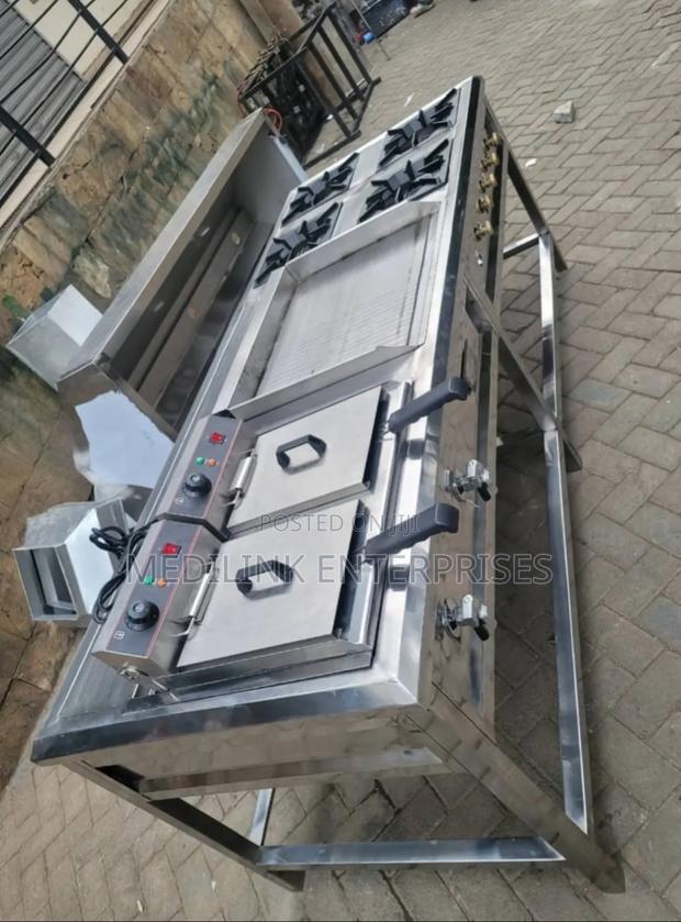 Double Fryer+Grindle+4 Burner (Combined Cooker Unit)