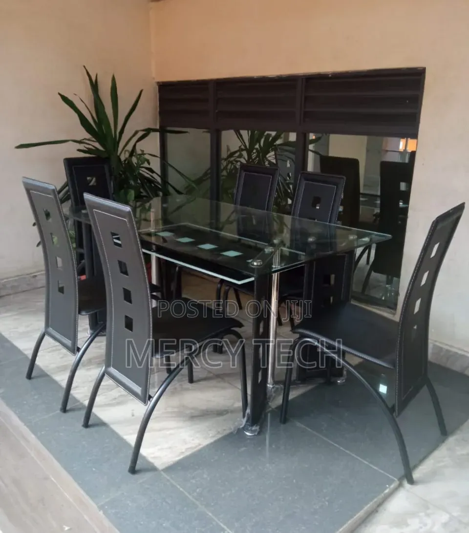 Executive 6-Seater Glass Dining Table Set