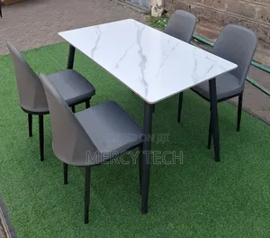Executive 4-Seater Marble Top Dining Table Set