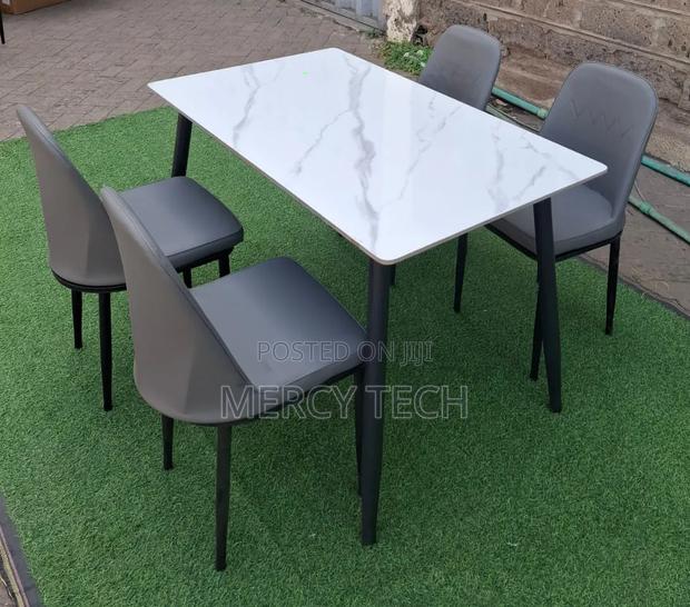 Executive 4-Seater Marble Top Dining Table Set