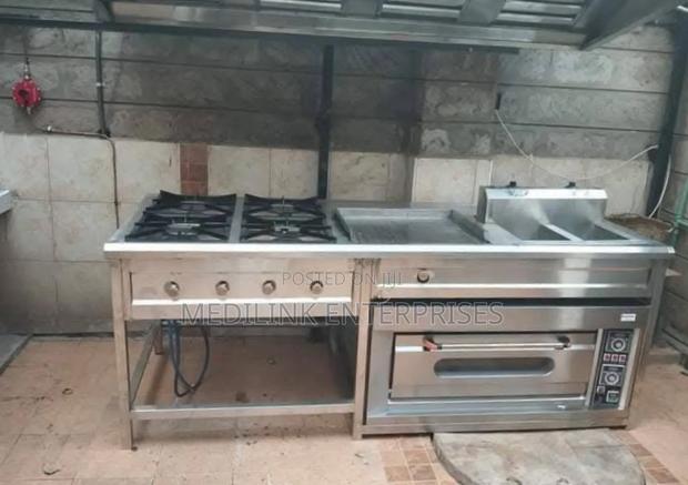 4-Burner+Grindle+Double Fryer+Oven
