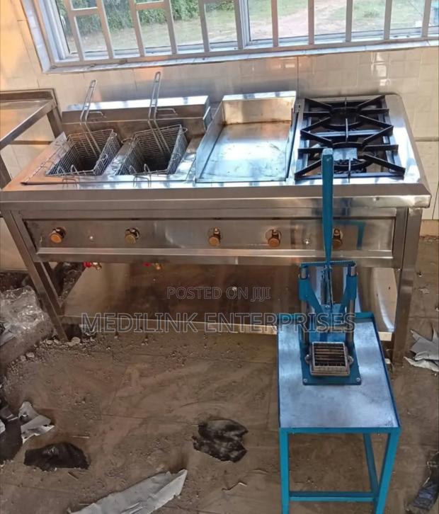 Commercial Kitchen Combined Unit(2-Burner+Grindle+Double Fryer)