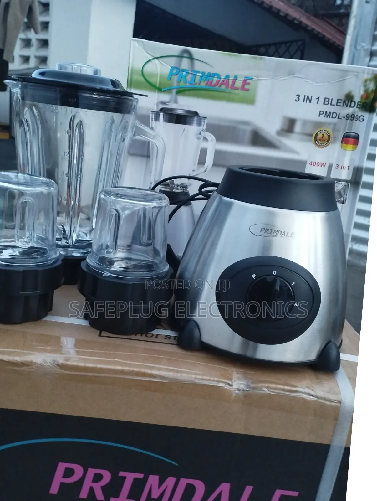Primadel 3 in 1 Blender – Glass Jar 1.5l, Grinder Mill