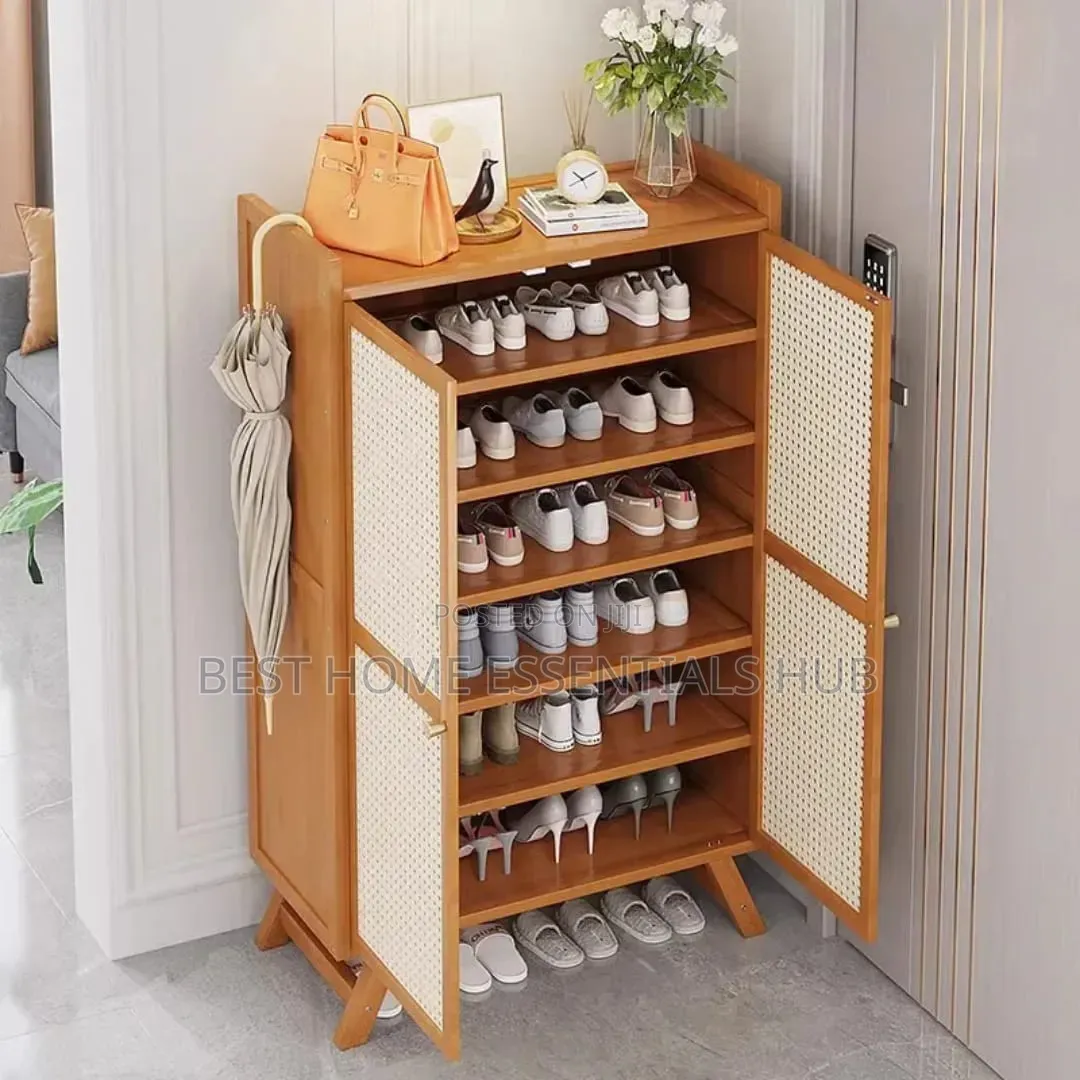 Wooden Bamboo Shoe Rack And Storage Cabinet