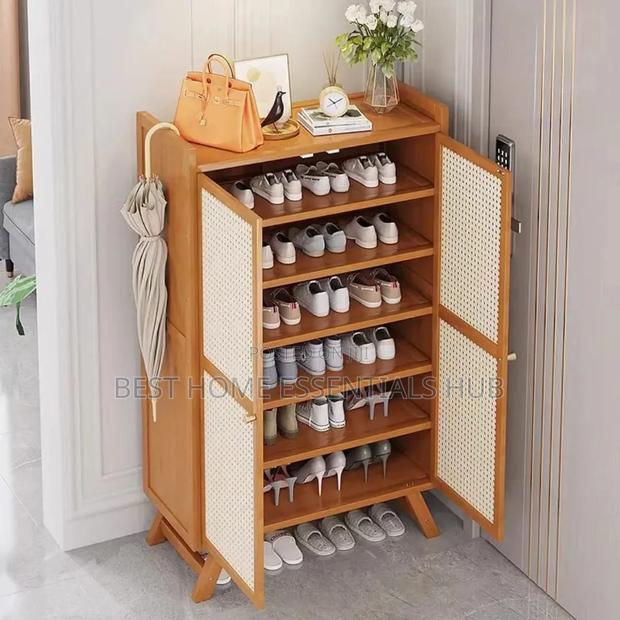 Wooden Bamboo Shoe Rack And Storage Cabinet - thumbnail 2