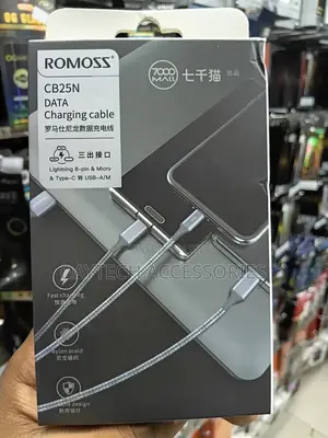 Premium Romoss 3 in 1 Fast Charging Cable 1.2m