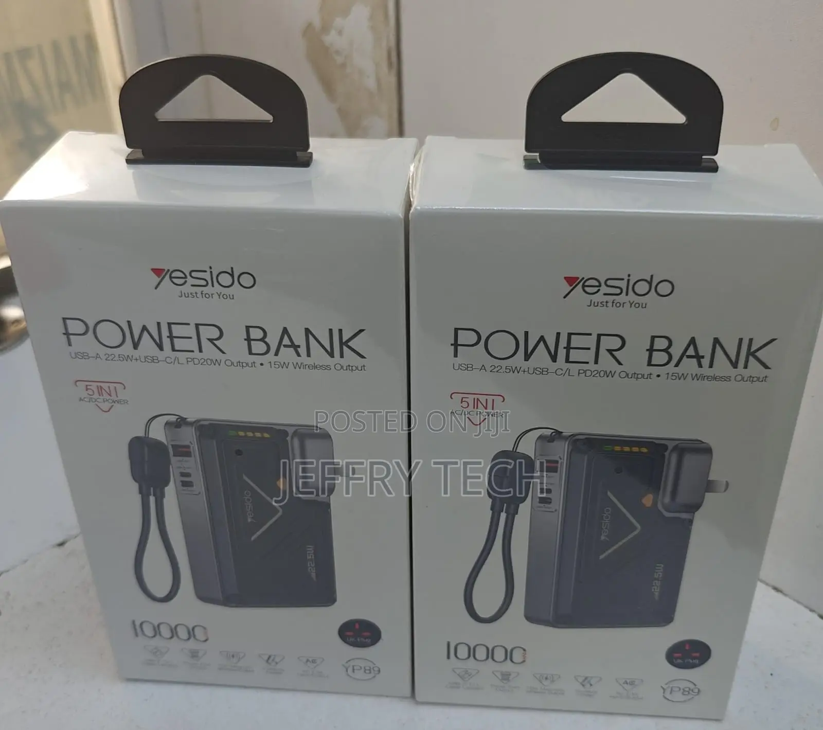 Yesido -Yp89 5-in-1 Ac+Dc 15w Wireless Charging 10,000mah 22 Powerbank