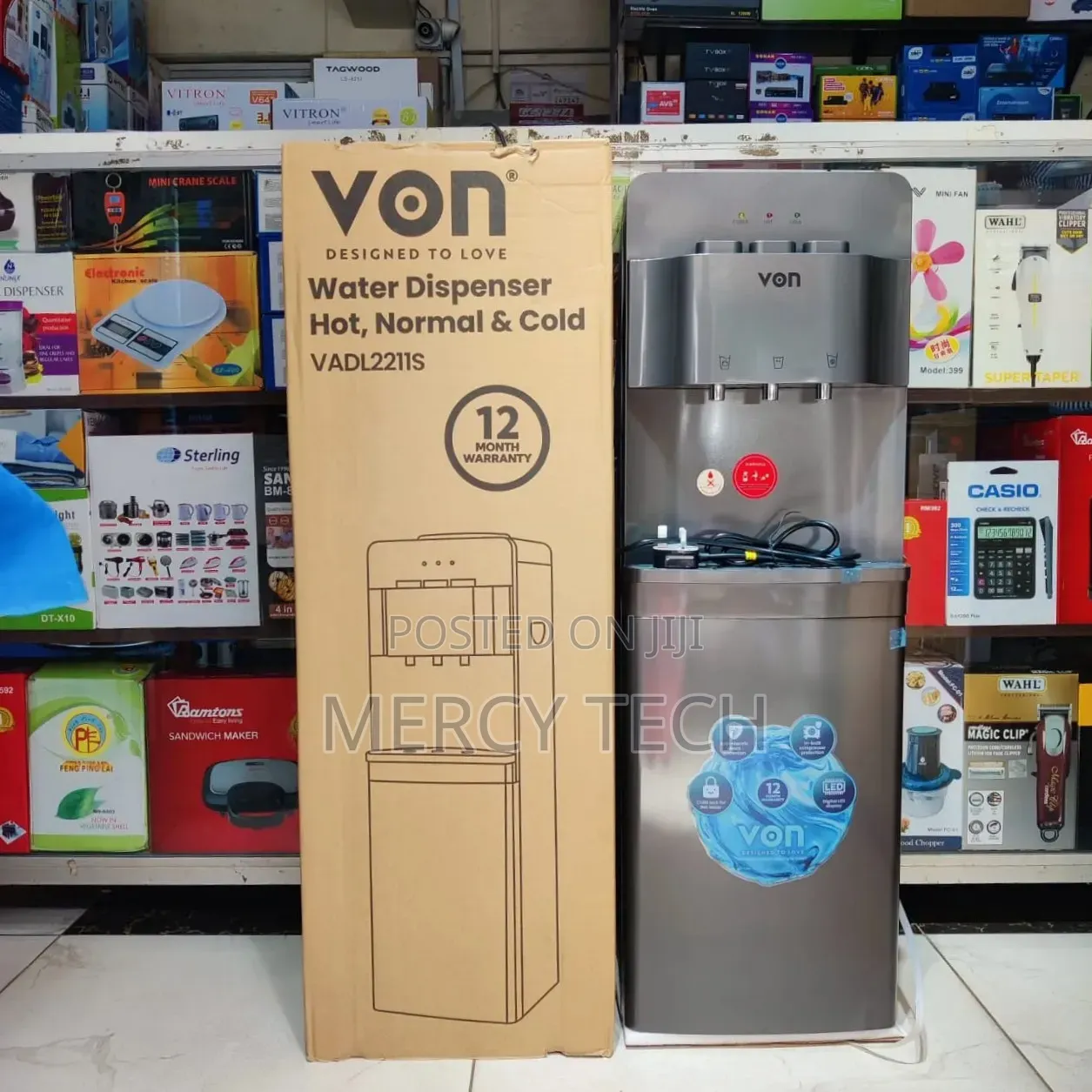 Von Water Dispenser – Model Vadl2211s(Dark Grey)