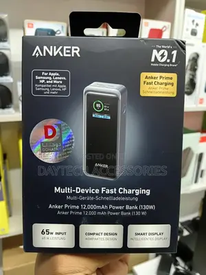Anker Prime 12,000mah Power Bank (130w, 2-port, Smart Display)