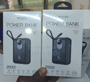 Yesido 20000mah Portable Power Bank With Usb-C and Lightning Cables.