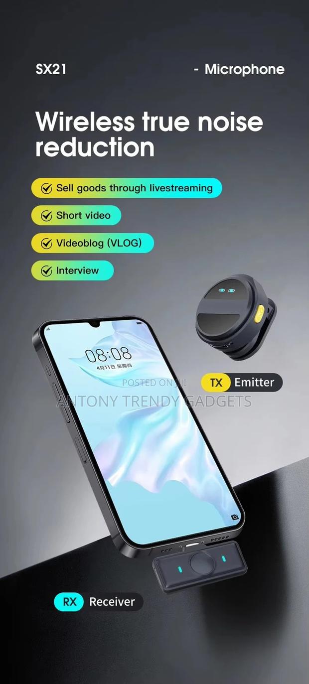 Sx21 Wireless Clip Mic Noise Reduction Interview Vlog - thumbnail 3