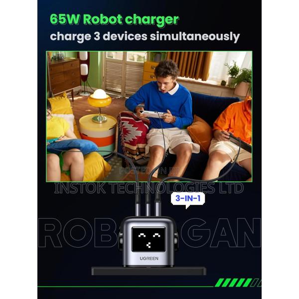 Ugreen Uno Charger 65w 3-Port Robot Gan Fast Charger - thumbnail 2
