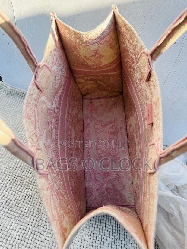 Authentic Dior Medium Book Tote - Pink Embroidered Canvas - thumbnail 5
