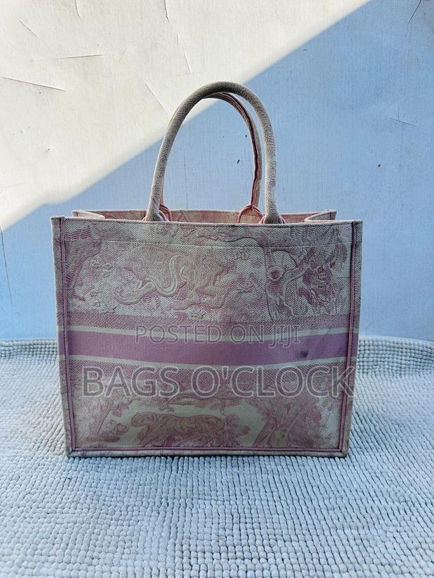 Authentic Dior Medium Book Tote - Pink Embroidered Canvas - thumbnail 7