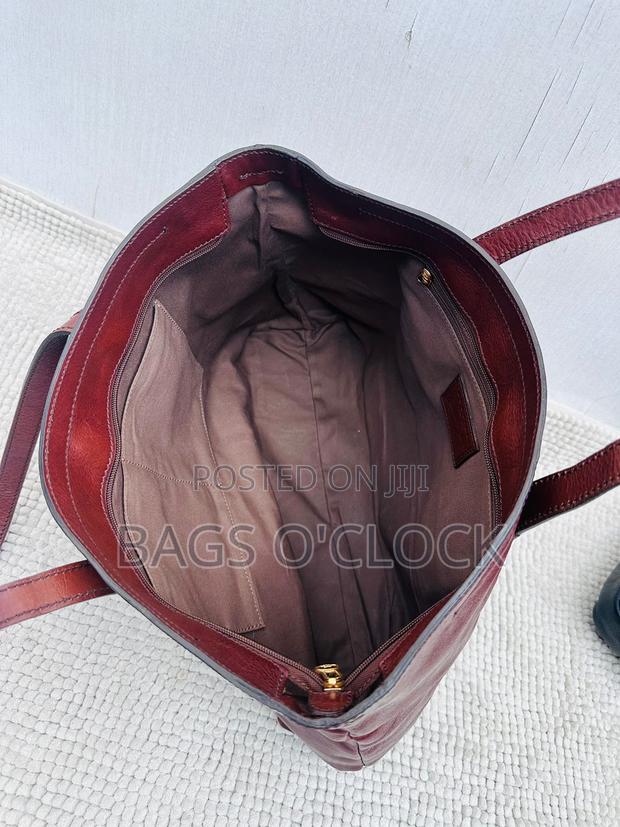 Authentic the Bridge Italian Leather Shoulder Bag - Maroon - thumbnail 3