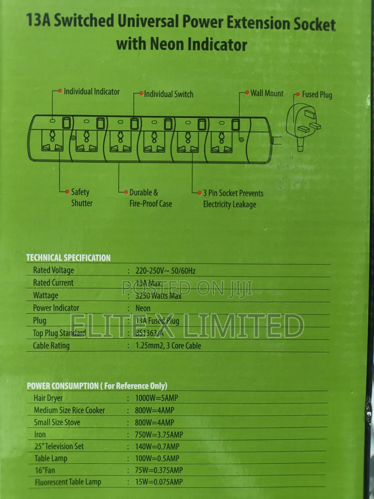 Terminator TPB 6g -5m 6 Way Extension Socket