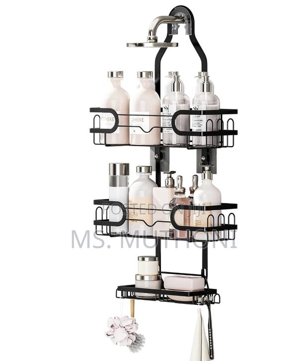Sturdy No Drill / Stick Premium Wall-Mounted Shower Organizer Rack - thumbnail 4
