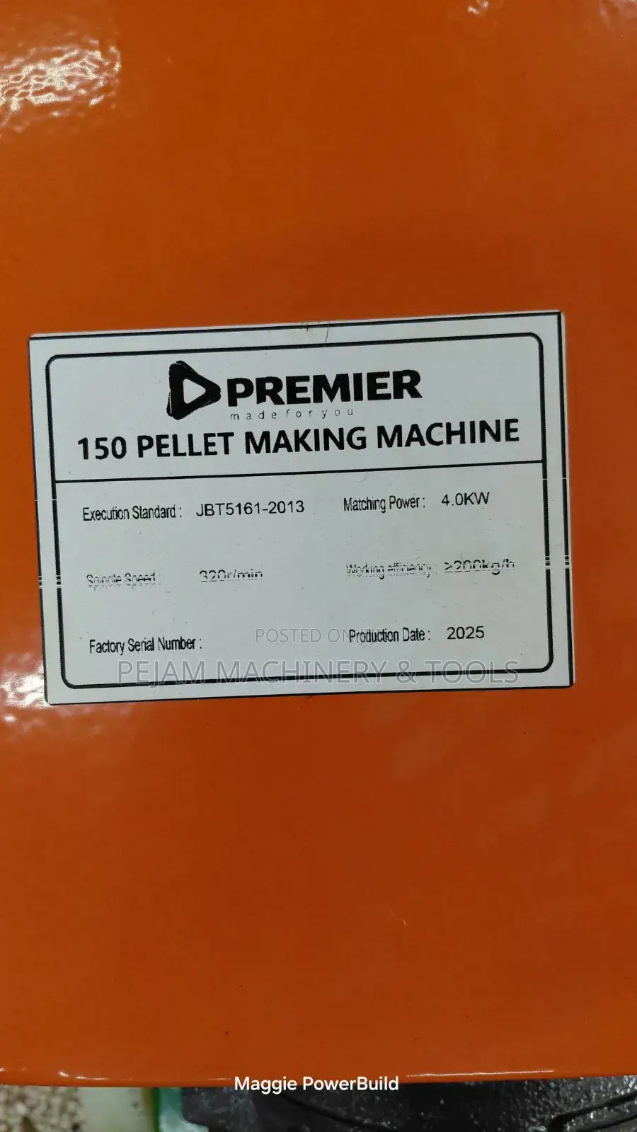 Premier Animal Feed Pelletizer Machine With 6.5hp Motor 250kgs/Hr