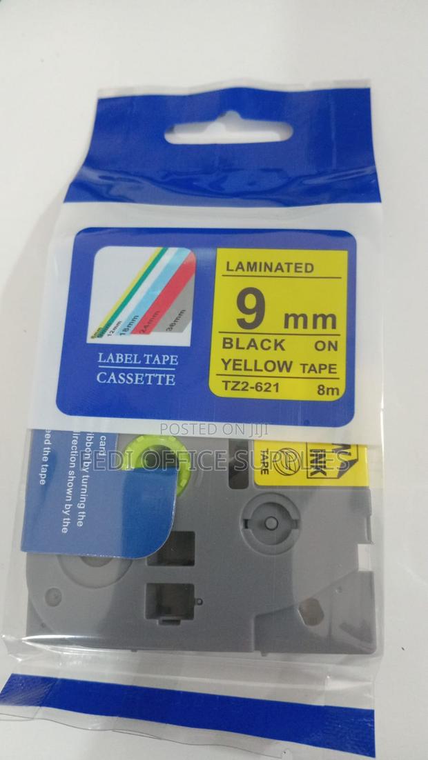 Brother Compatible Tz2-621 9mm Black on Yellow Labelling Tape Cassette