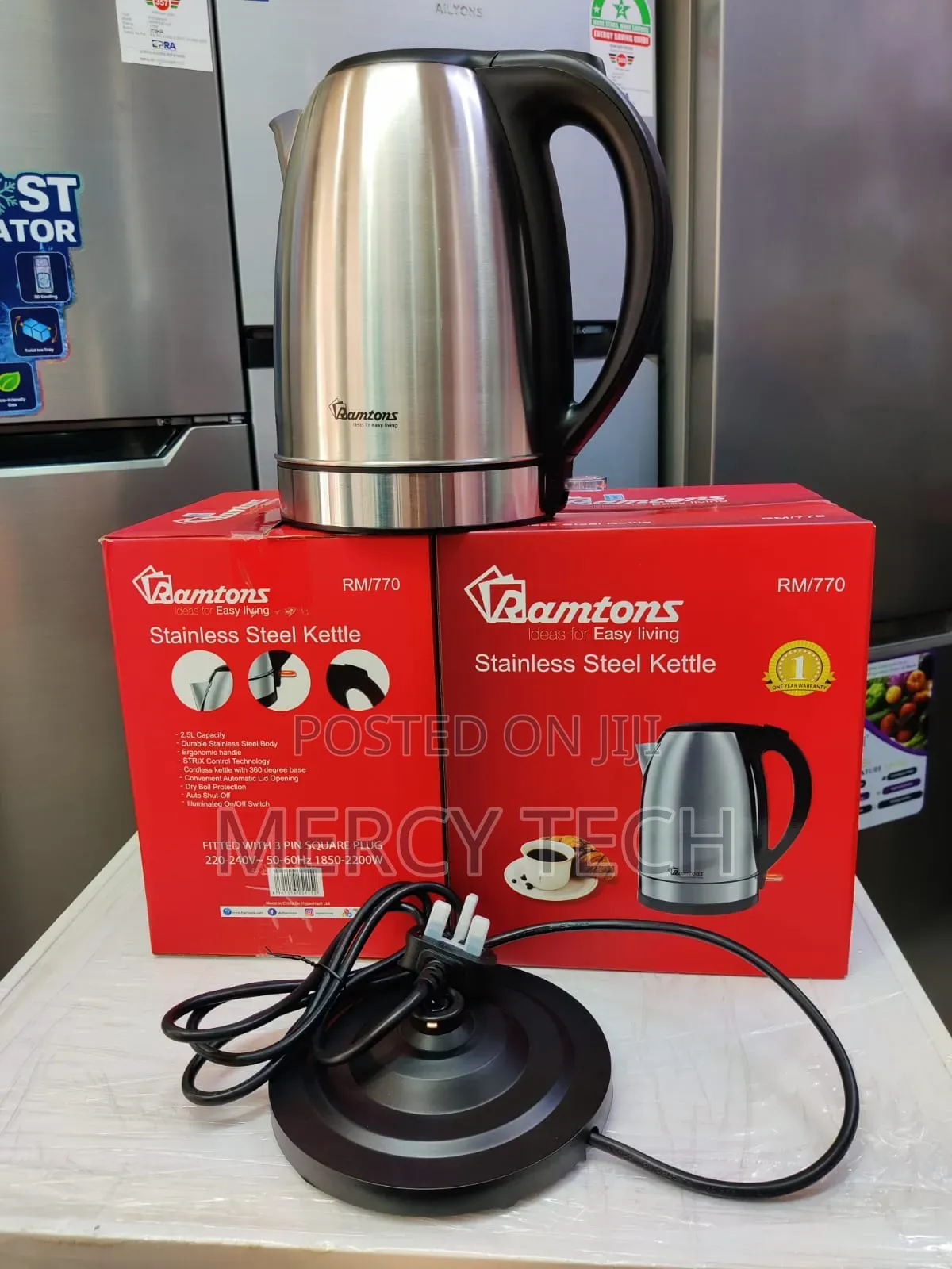 Ramtons Stainless Steel Kettle 2.5l Cordless