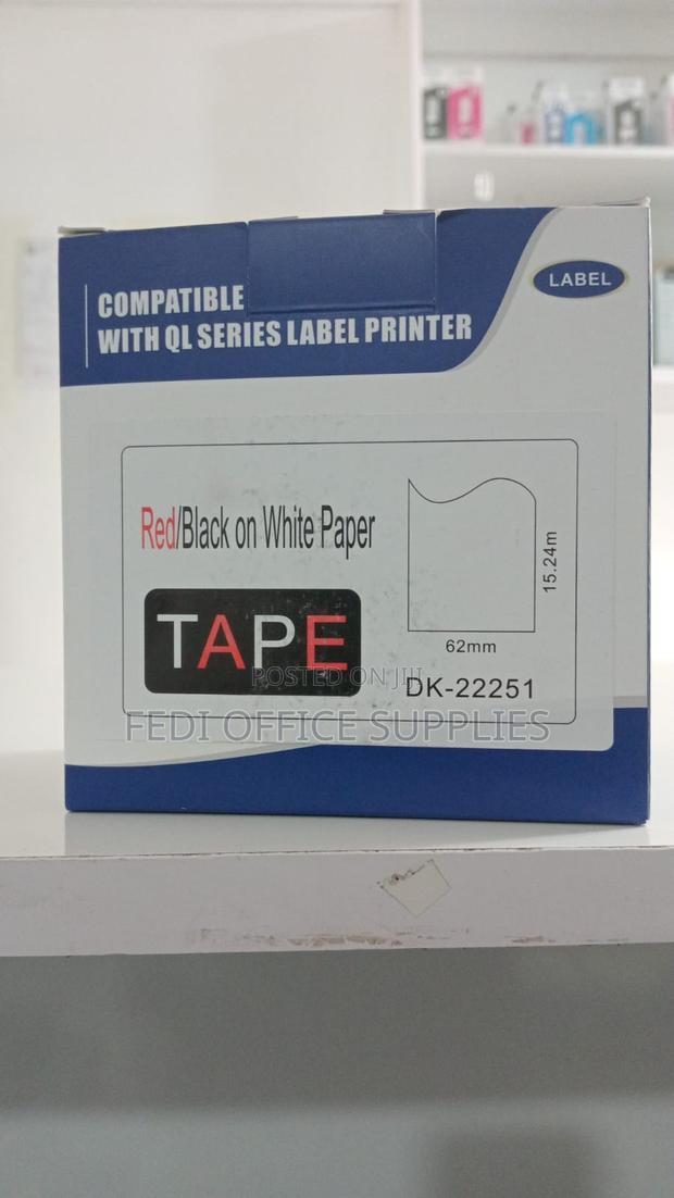 Brother Dk-22251 Continuous Paper Label Roll Black and Red on White