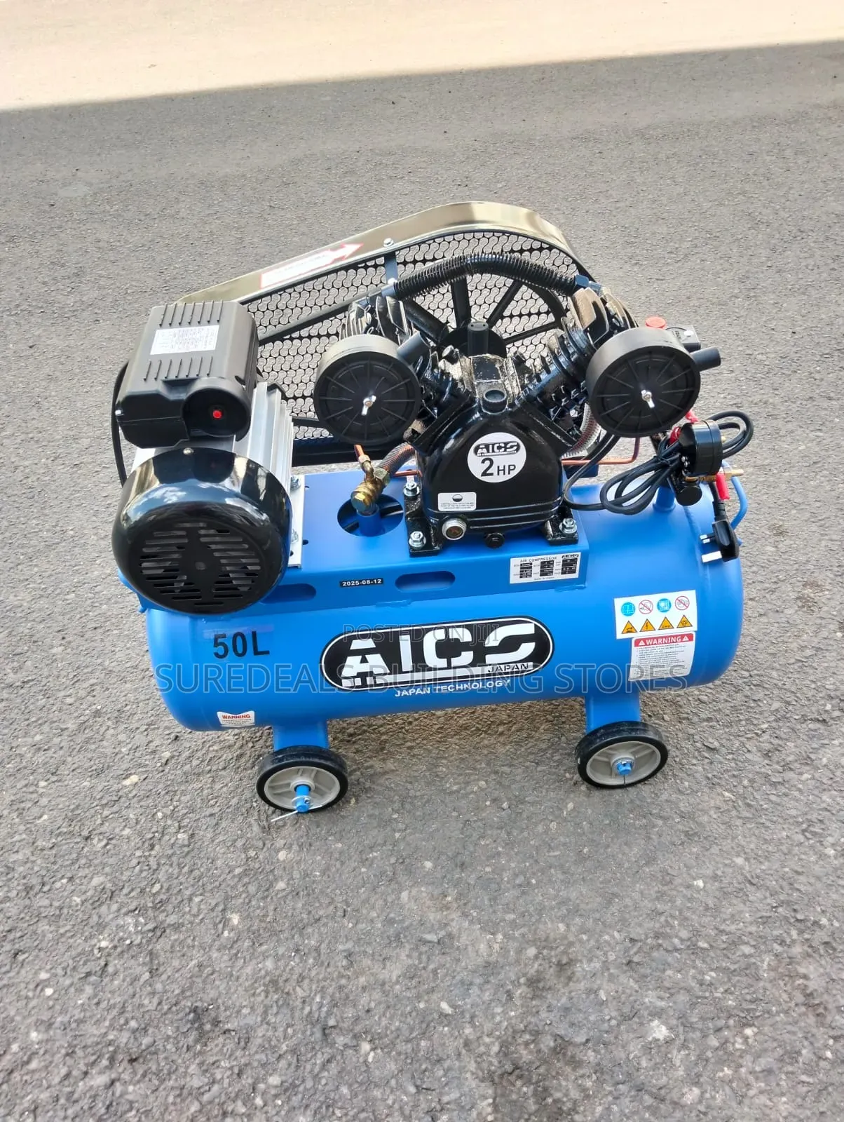 Aico Japan 50-Liter Air Compressor With a 2hp Motor.