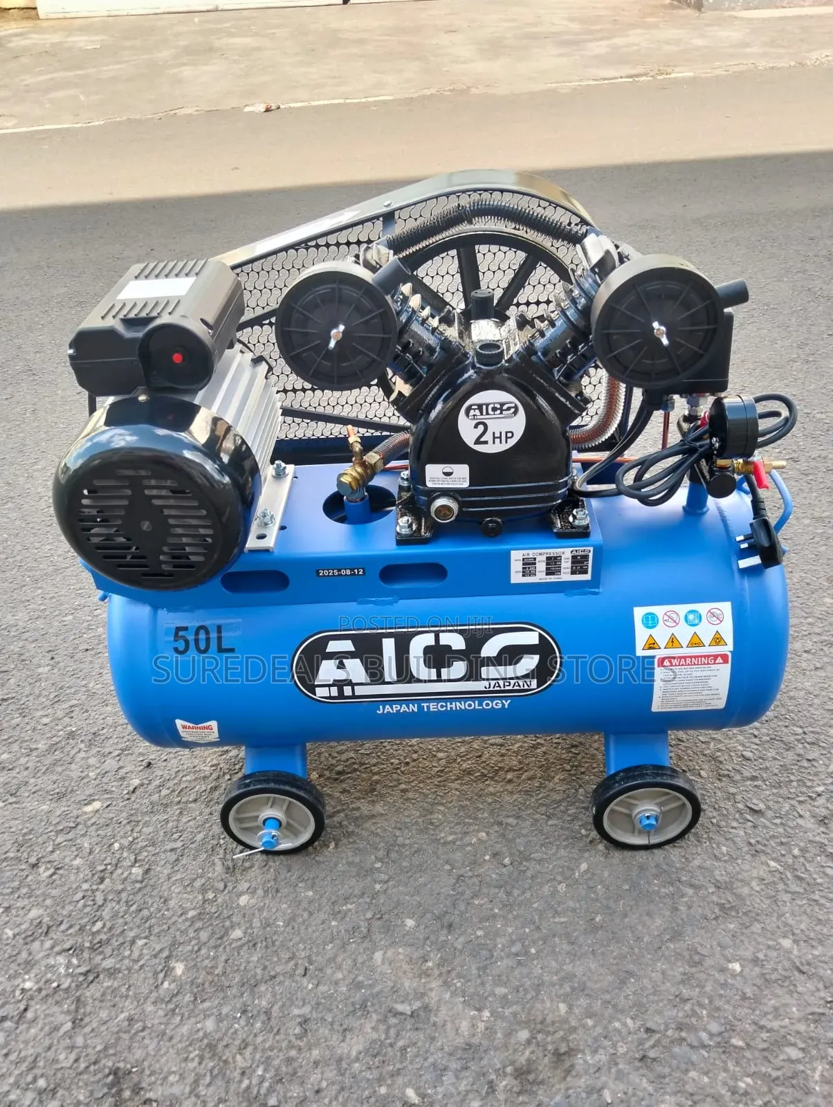 Aico Japan 50-Liter Air Compressor With a 2hp Motor.