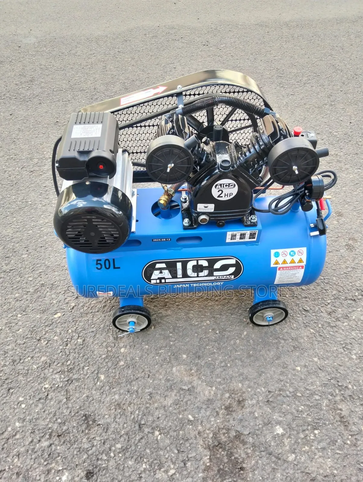 Aico Japan 50-Liter Air Compressor With a 2hp Motor.