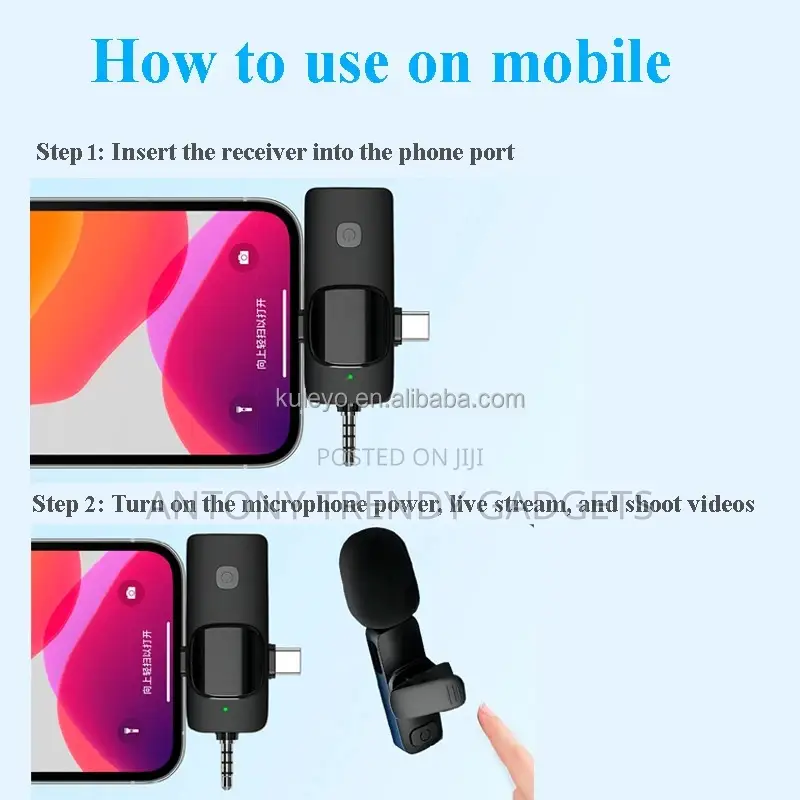 2.4ghz Wireless Mic 3-in-1 Lightning Type-C Aux