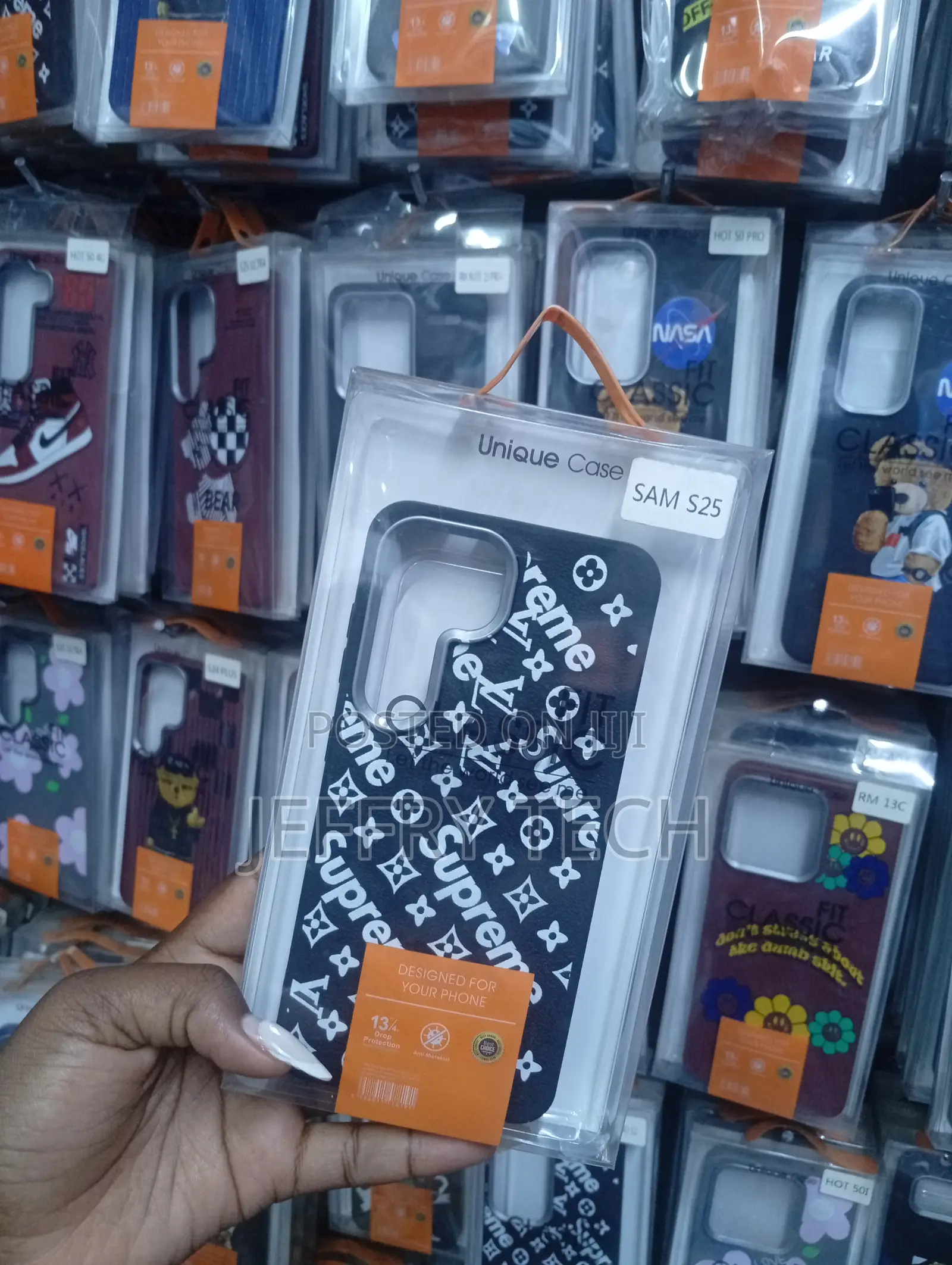 Samsung Galaxy S25 Black Design With White Patterned Text Case