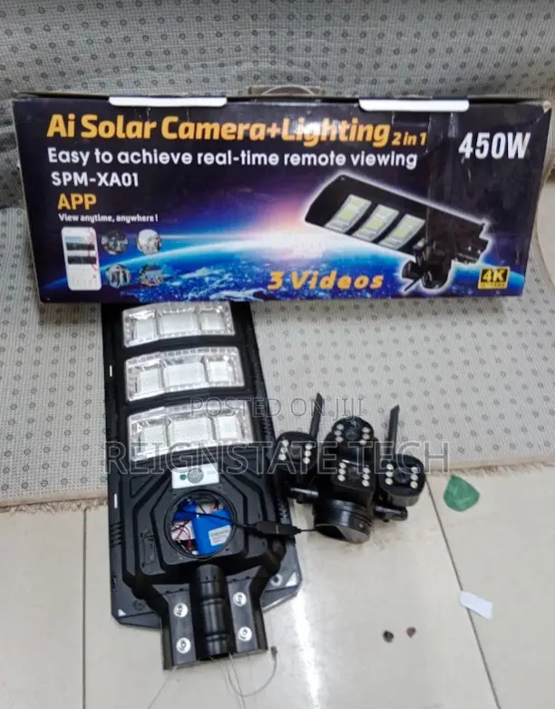 450watts Solar Floodlight With 4g Simcard Triple Lens Solar Camera