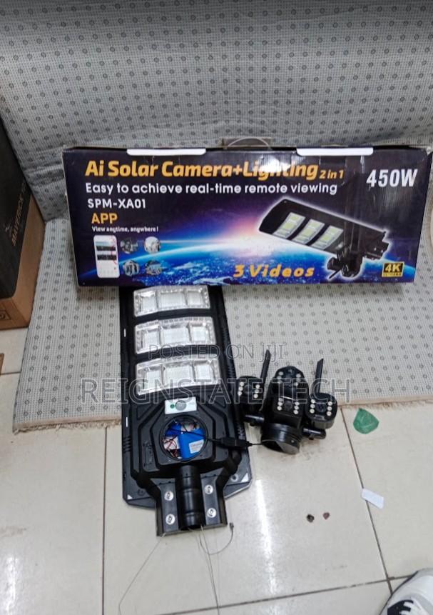 450w 4g Solar Simcard Camera With Solar Floodlight 450watts