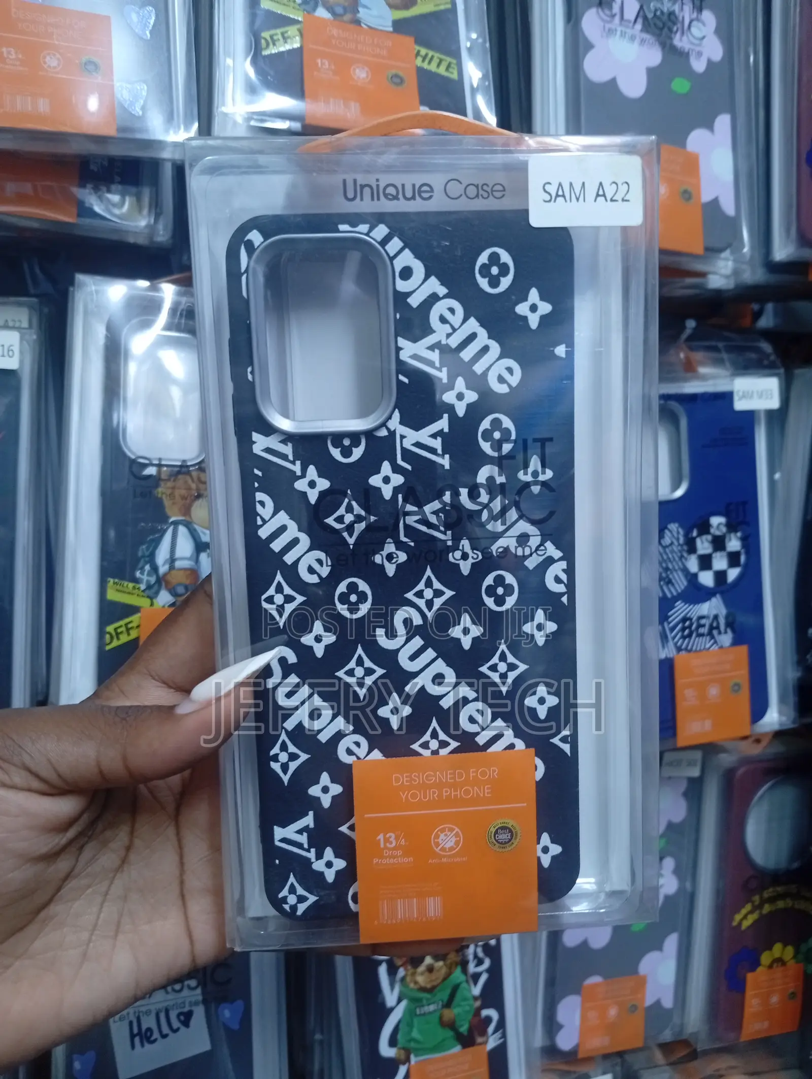 Samsung Galaxy A22,Black Design Louis Vuitton Branding Case